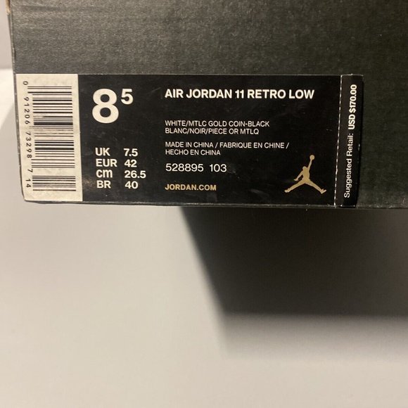 Size 8.5 - Jordan 11 Retro Low Closing Ceremony 528895-103 Damage Box Pre-Owned - Picture 13 of 13